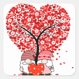 Cute Gnome Valentine Day Sticker, Kärlek Stickers Fyrkantigt Klistermärke