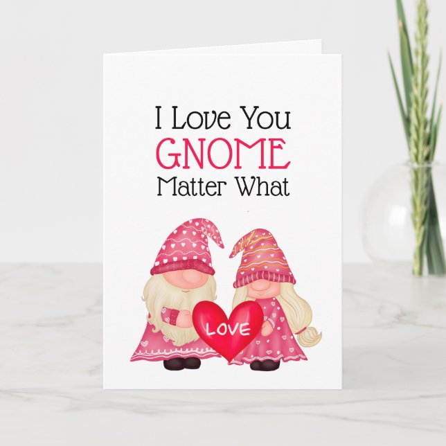 Cute Gnome Valentine Kärlek Heart Romantic Helgkort (Framsida)