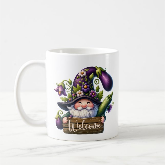 Cute gnome-välkomstträdgården party add namn kaffemugg (Vänster)