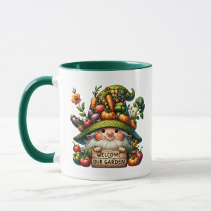 Cute gnome-välkomstträdgården party add namn mugg