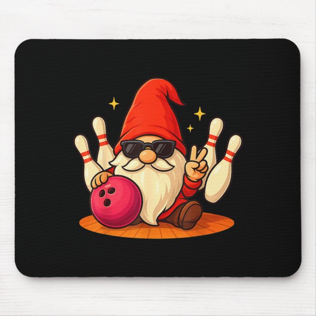 Cute Gnome With Sungles Gnome Playing Bowling Men  Musmatta (Framsidan)