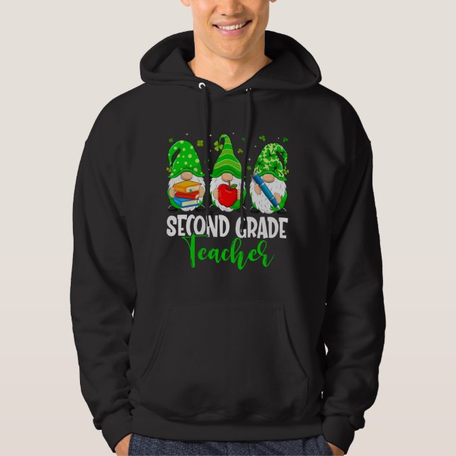 Cute Gnomes 2:a Klass Lachertorget St Patricks Da Hoodie (Framsida)