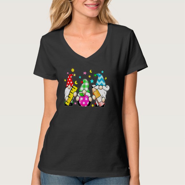 Cute Gnomes Back To School  Teacher And Students T Shirt (Framsida)