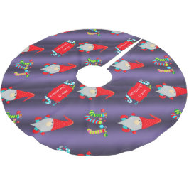 Cute Gnomes, blå jul Julgransmatta Borstad Polyester