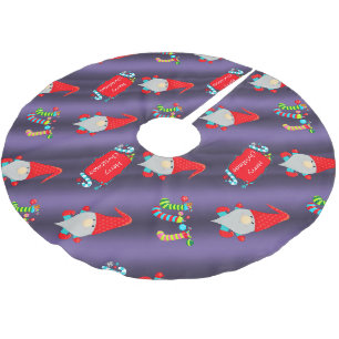 Cute Gnomes, blå jul Julgransmatta Borstad Polyester
