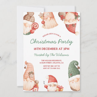 Cute Gnomes Christmas Party Inbjudningar