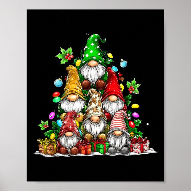 Cute Gnomes Christmas Tree Lights Gnomies Gnome Xm Poster (Framsidan)