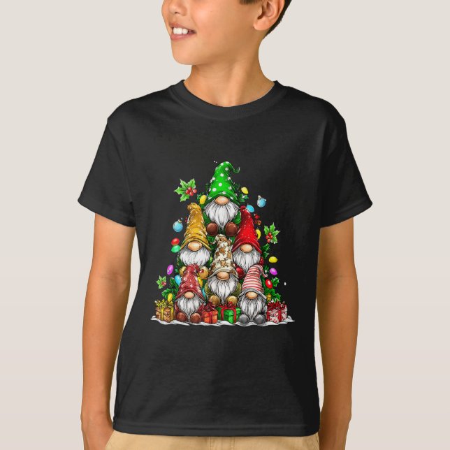 Cute Gnomes Christmas Tree Lights Gnomies Gnome Xm T Shirt (Framsida)