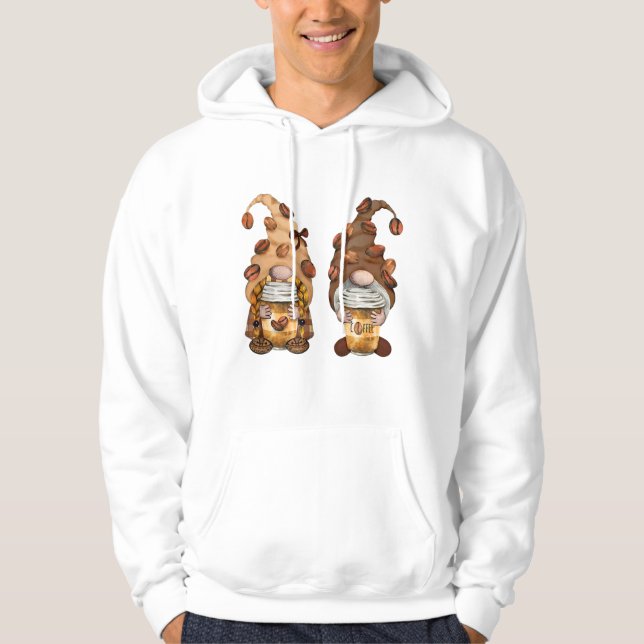 Cute Gnomes Coffee Funny Caffeine Manar Kvinnor Hoodie (Framsida)
