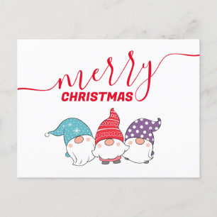 Cute Gnomes God jul Calligraphy-skript Helg Vykort