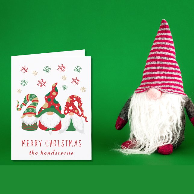 Cute Gnomes God jul Helgkort (Christmas gnomes bring joy, laughter, and a touch of magic to your holiday season cards)