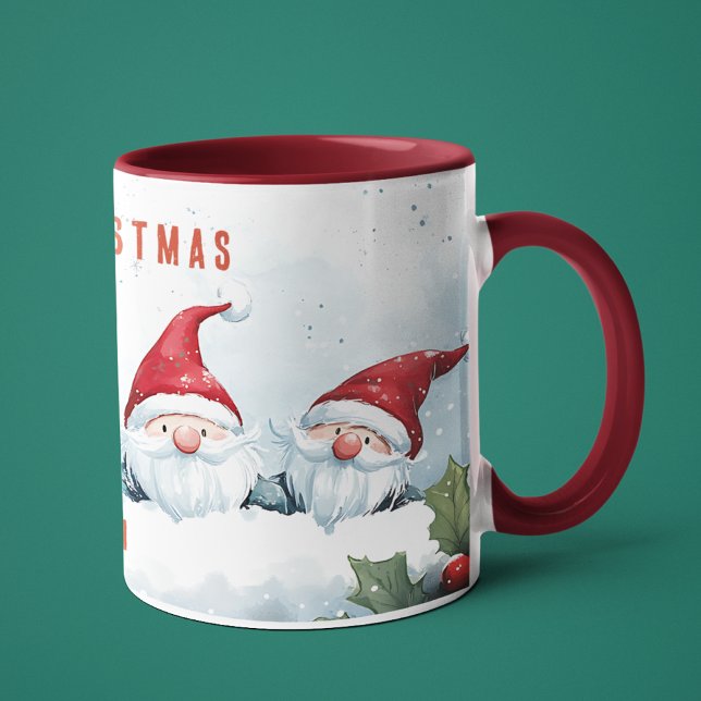 Cute Gnomes God jul Personlig Namn Mugg (Skapare uppladdad)