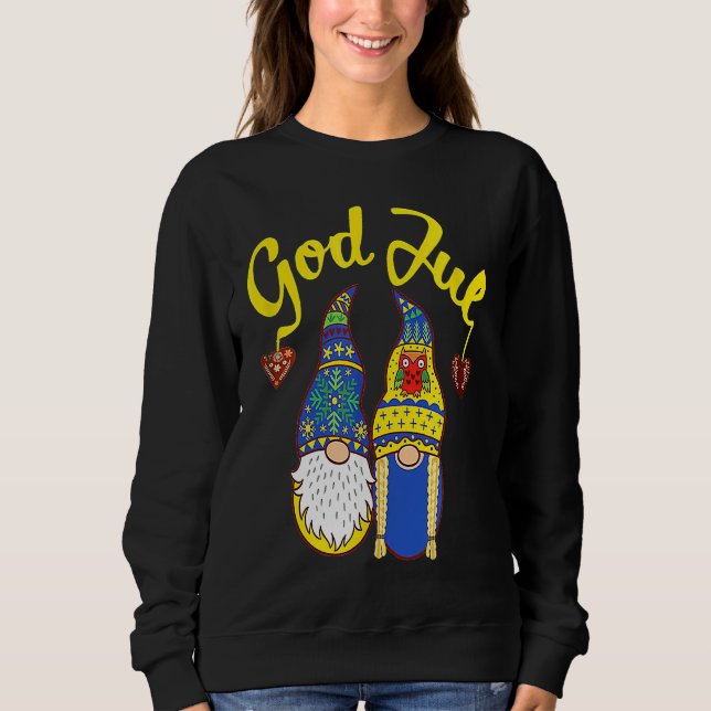 Cute Gnomes God Jul Swedish Norwegian Christmas T Shirt (Framsida)