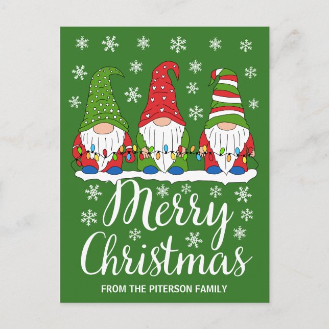 Cute Gnomes God jul Vykort (Framsida)