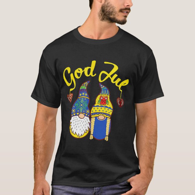 Cute Gnomes Gud Jul Svensk jul T Shirt (Framsida)