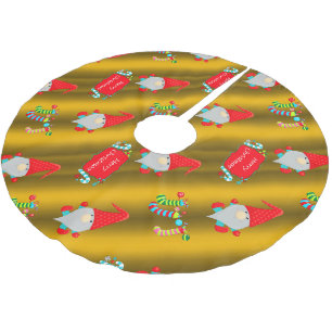 Cute Gnomes, Guld-julen Julgransmatta Borstad Polyester