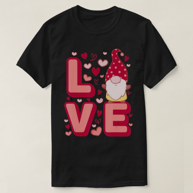 Cute Gnomes Heart Love Happy Valentine's Day  T Shirt (Design framsida)