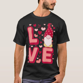 Cute Gnomes Heart Love Happy Valentine's Day  T Shirt