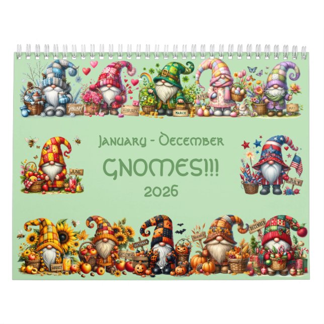 Cute Gnomes in Hats 2026 Calendar - Adsible! Kalender (Omslag)