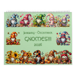 Cute Gnomes in Hats 2026 Calendar - Adsible! Kalender
