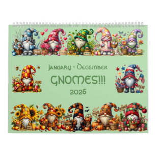 Cute Gnomes in Hats 2026 Calendar - Adsible! Kalender