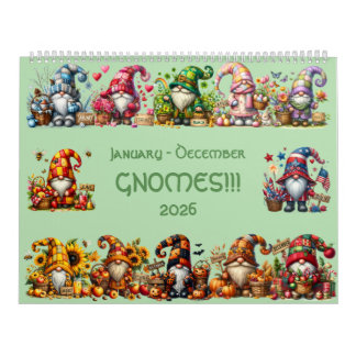 Cute Gnomes in Hats 2026 Calendar - Adsible! Kalender