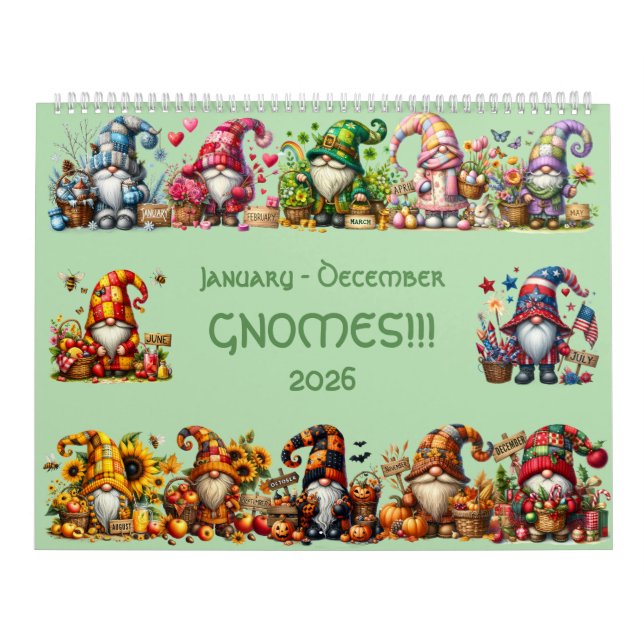 Cute Gnomes in Hats 2026 Calendar - Adsible! Kalender (Omslag)
