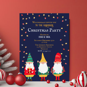 Cute Gnomes Julafton Ljus jul Party Inbjudningar