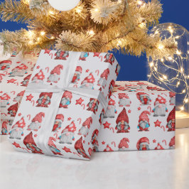 Cute Gnomes Juldekorationer röd och blå Presentpapper