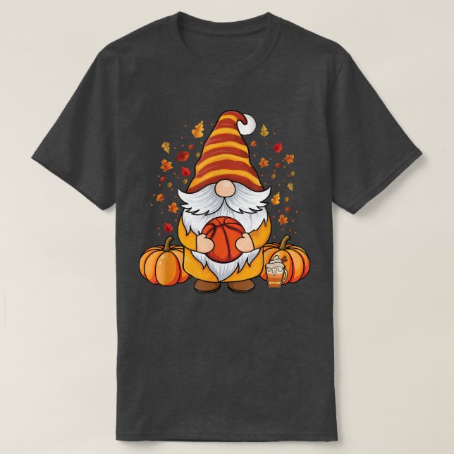 Cute Gnomes med Basketball pumpkryddsfall T Shirt (Design framsida)