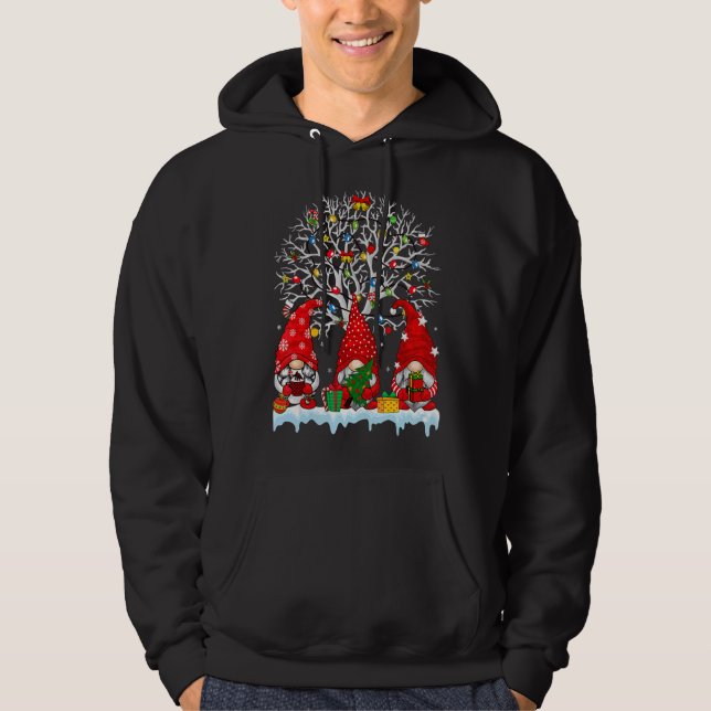 Cute Gnomes Merry Christmas Light Family Gnome Xma Hoodie (Framsida)