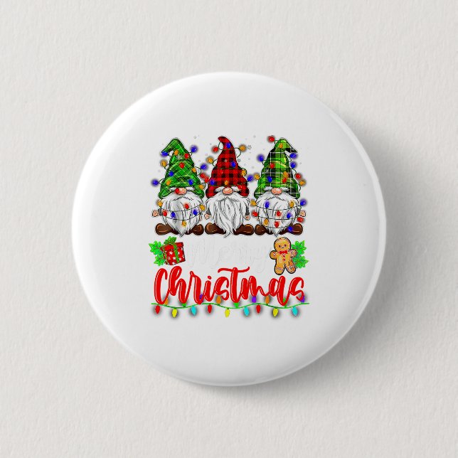 Cute Gnomes Merry Christmas Light Family Gnome Xma Knapp (Framsida)