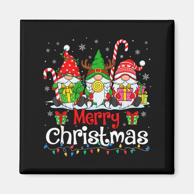 Cute Gnomes Merry Christmas Light Family Gnome Xma Magnet (Framsidan)