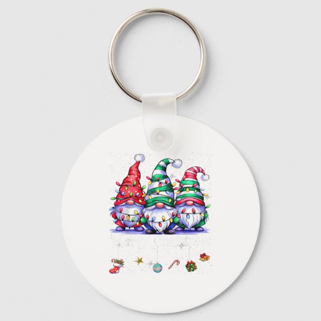 Cute Gnomes Merry Christmas Light Family Gnome Xma Nyckelring (Framsida)