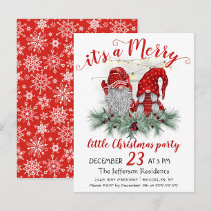 Cute Gnomes Merry Little jul Party Card Vykort