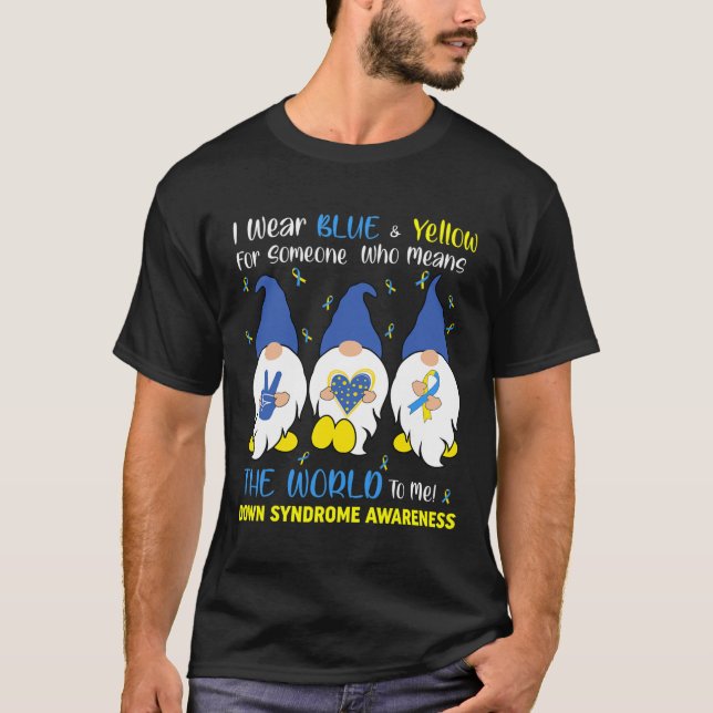 Cute Gnomes Peace Kärlek Down Syndrome Awareness T Shirt (Framsida)