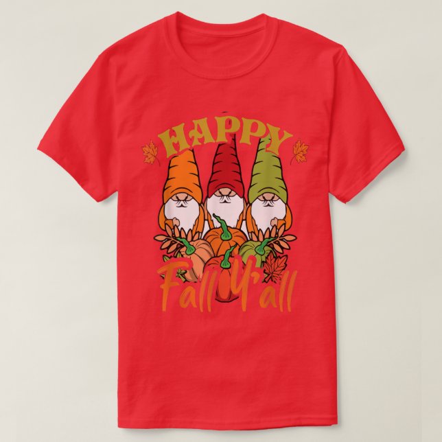 Cute Gnomes Pumpkin Autumn Lycklig, tack T Shirt (Design framsida)