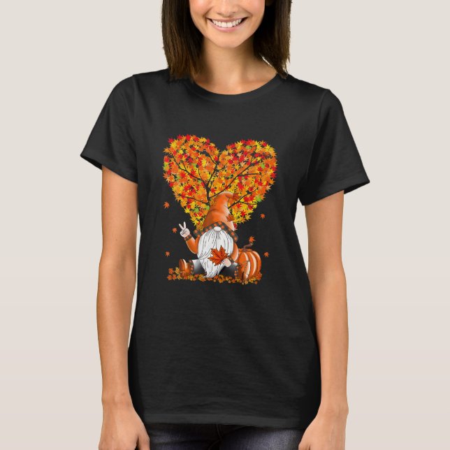 Cute Gnomes Pumpkin Fall Season Hösten Lycklig T Shirt (Framsida)