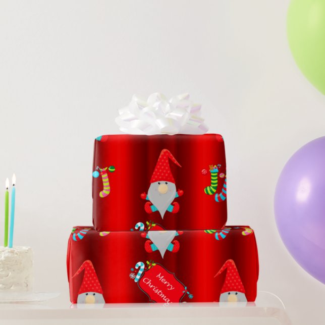 Cute Gnomes Red jul Presentpapper (Skapare uppladdad)