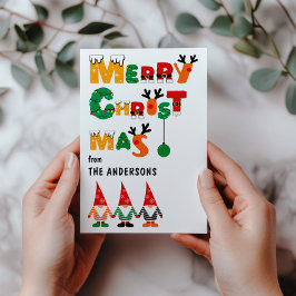 Cute Gnomes Roligt Whimsical Typsnitt God jul Julkort