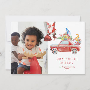 Cute Gnomes & Santa   Helgdag-fotokort