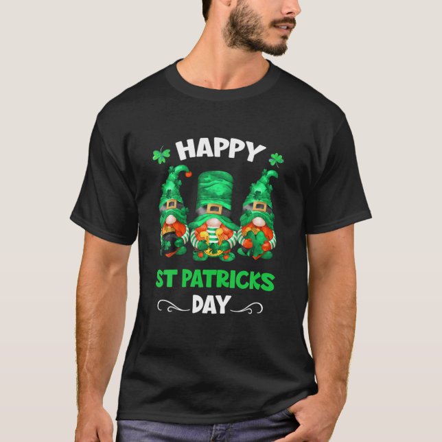 Cute Gnomes Shamrock Lycklig St patrick's day Fami T Shirt (Framsida)