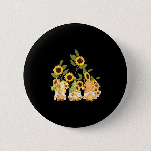 Cute Gnomes Solros Garden Womens, sommar Knapp (Framsida)