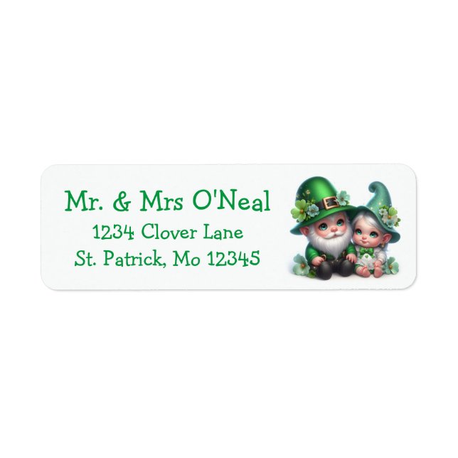 Cute Gnomes St. Patrick's Day Returadress Etikett (Framsidan)