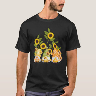 cute gnomes sunflower garden Women s Summer  T Shirt