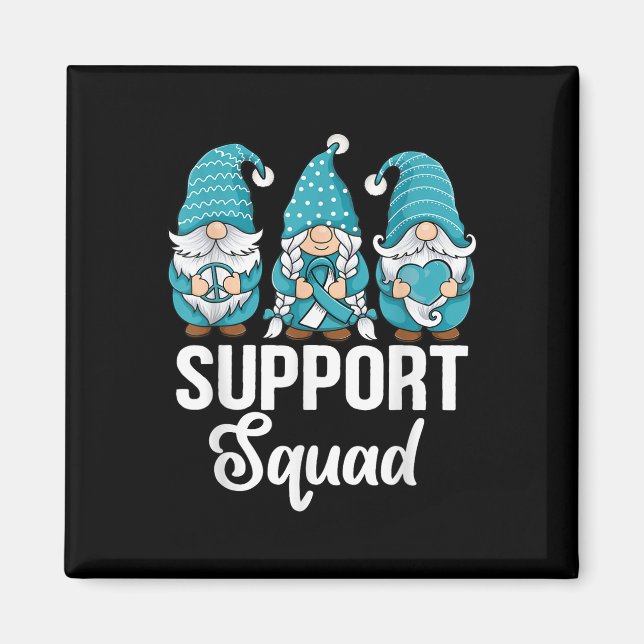 Cute Gnomes Support Squad Survivor Cervical Cancer Magnet (Framsidan)
