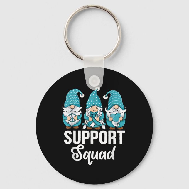Cute Gnomes Support Squad Survivor Cervical Cancer Nyckelring (Framsida)
