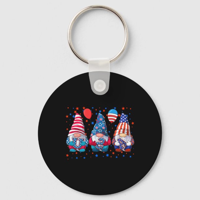 Cute Gnomes Usa American Flagga Independence Nyckelring (Framsida)