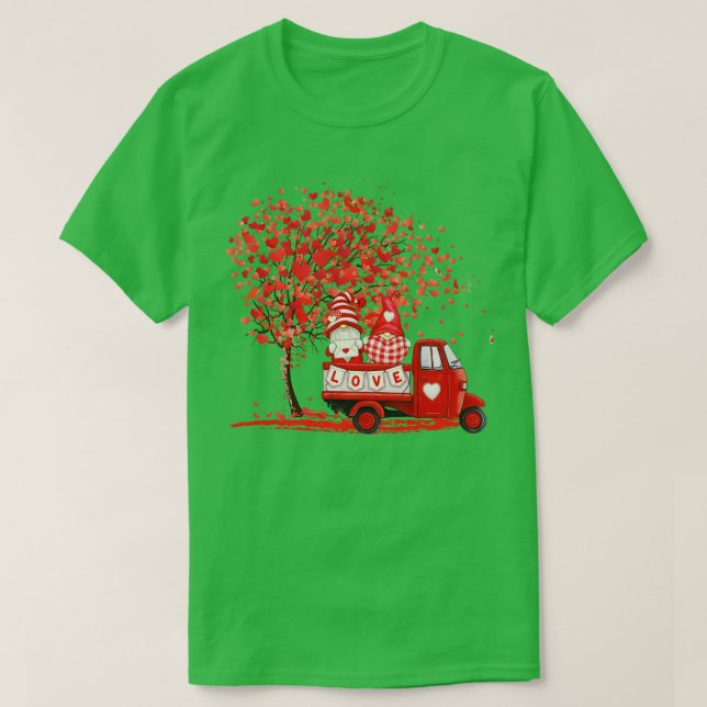 Cute Gnomes Valentines day Red Lastbil Hearts T Shirt (Design framsida)