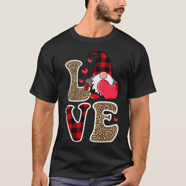 Cute Gnomes Valentines Kärlek Leopard Play par M T Shirt (Framsida)